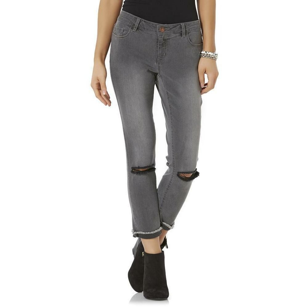 NWT Size 7 30x27 Deconstructed Cropped Jeans Gray